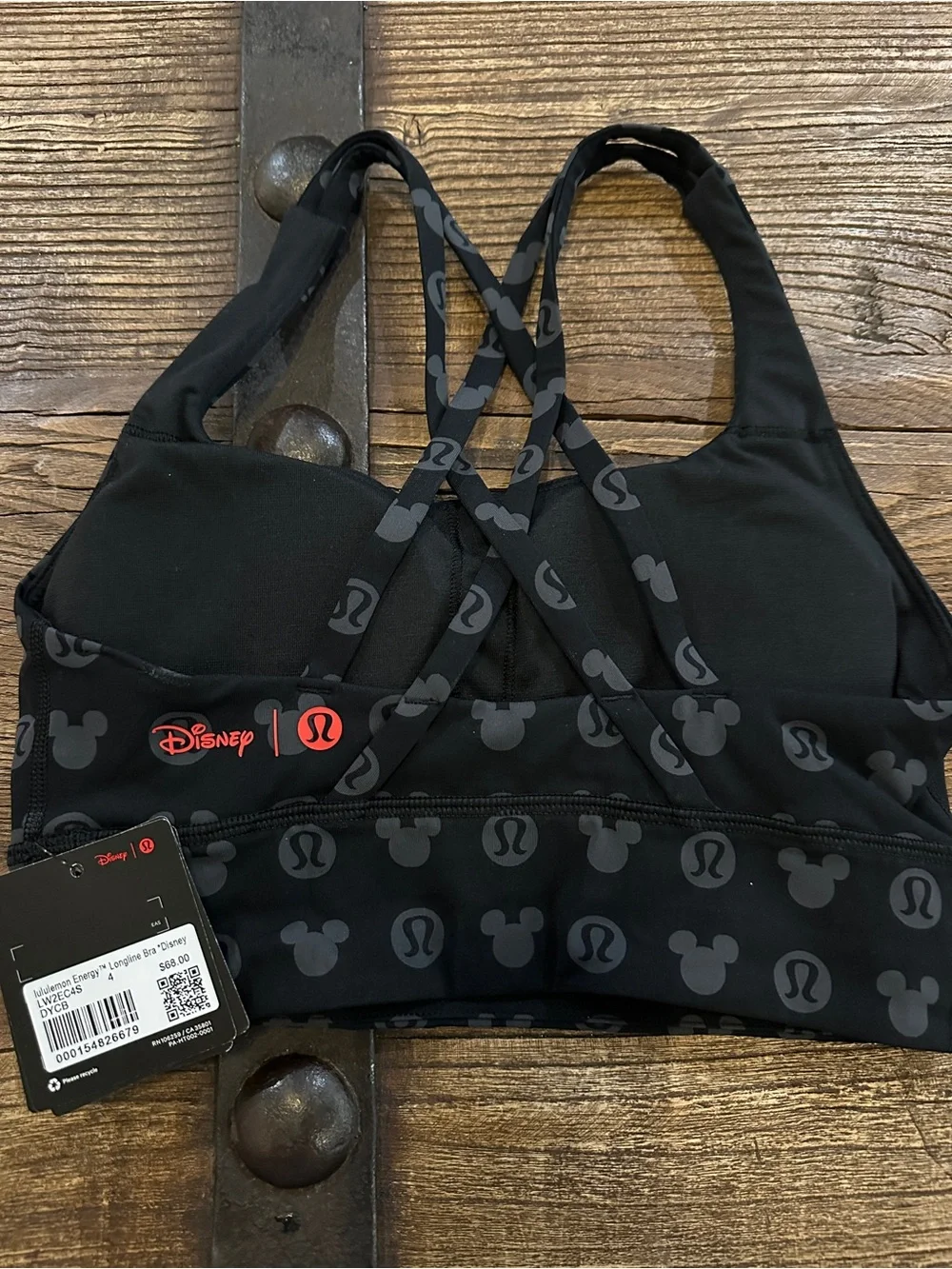 lululemon athletica Disney Black Mickey Print Sports Bra